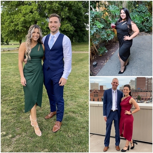 NWT Prettygarden Black One Shoulder Ruched Cocktail Formal Knee Midi Dress L - Picture 8 of 15